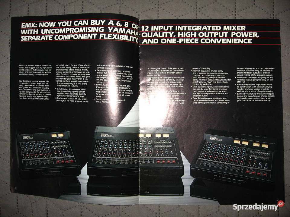 Yamaha EMX Integrated Mixers Series brochure Sprzęt estradowy, studyjny i DJ-ski Kępice