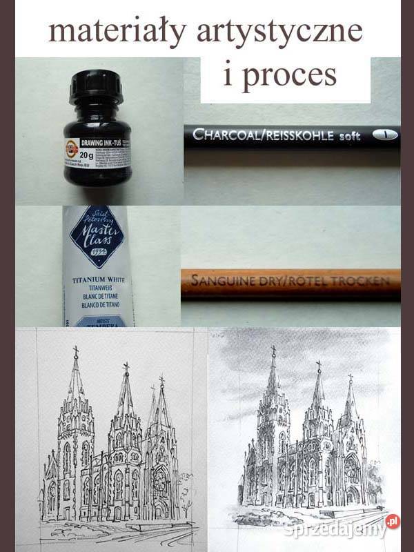 Grafika Kościół św Elżbiety we Lwowie Warszawa sprzedam