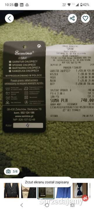 Komplet komunia i nie Garnitur spodnie koszule Rozmiar 140 łódzkie Orchów sprzedam