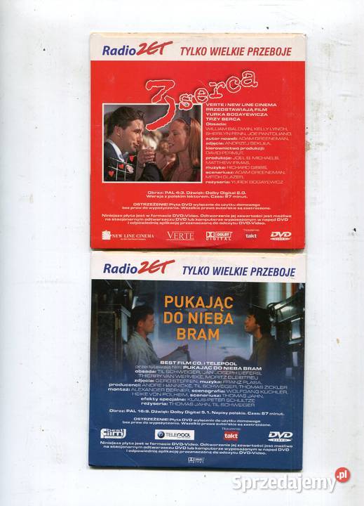 3 serca Pukając do nieba bram 2 filmy DVD DVD zachodniopomorskie Szczecin