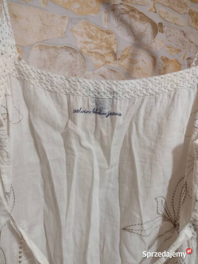 38M Calvin Klein Letnia haftowana sukienka