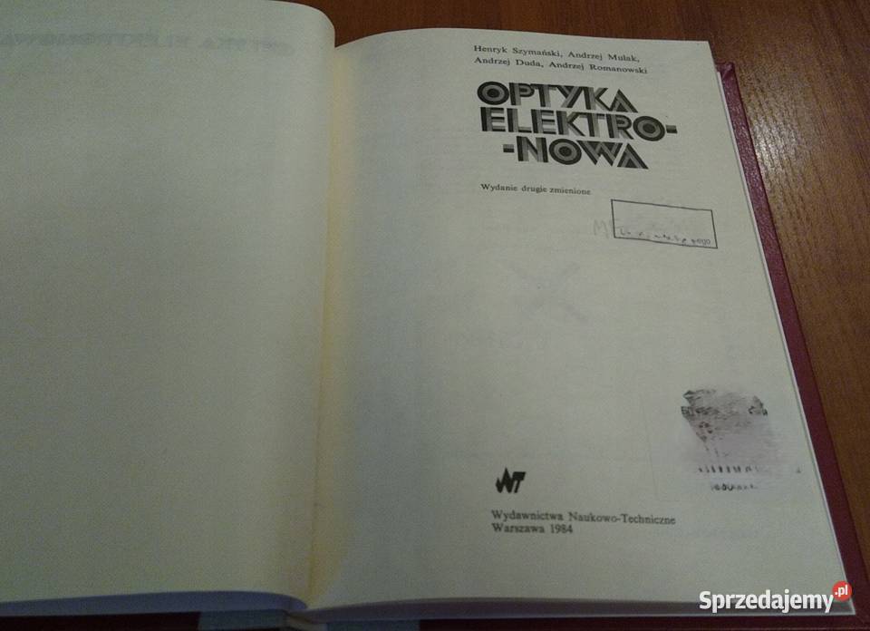 Optyka elektronowa Henryk Szymański Andrzej Gdańsk