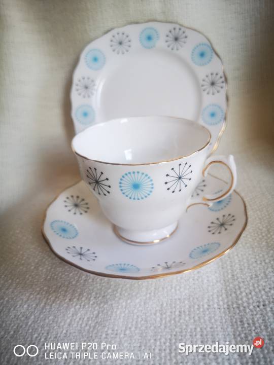 Filiżanka z talerzkiem deserowym Bone China Made Gdańsk sprzedam