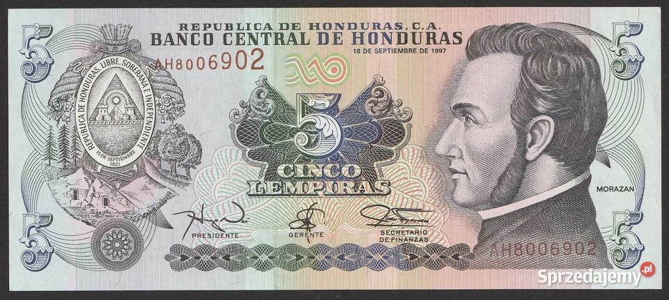 HONDURAS 5 LEMPIRAS 1997 STAN BANKOWY UNC Łódź
