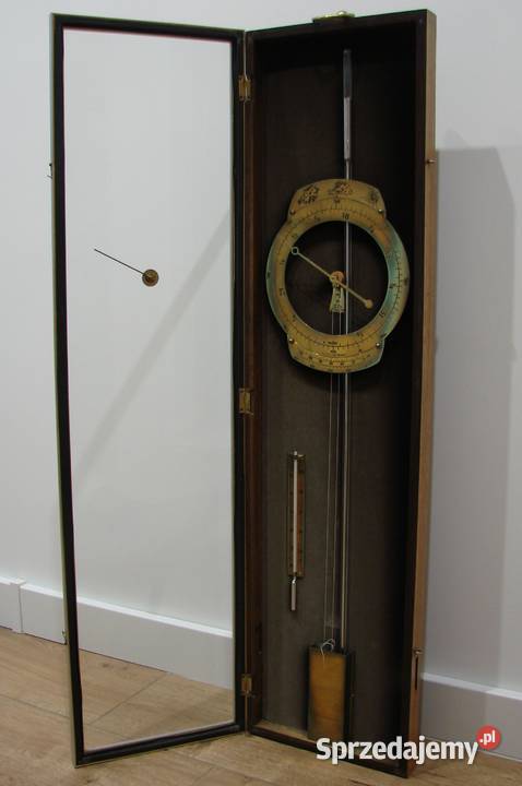 Stary BAROMETR RTĘCIOWY Duży Termometr Łódź