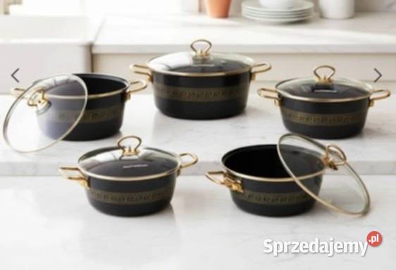 Zestaw garnków emaliowanych motyw Versace Akcesoria kuchenne łódzkie Piotrków Trybunalski