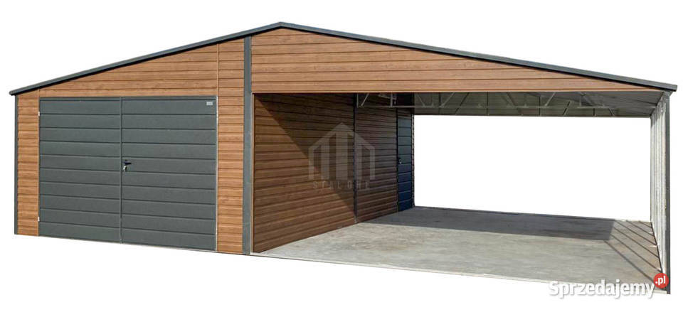 Garaz blaszany 4x6 m wiata 6x6 m brama