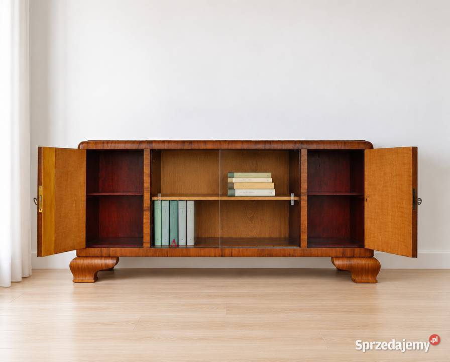 Biblioteczka Witrynka Komoda Art Deco orzech wielkopolskie Poznań sprzedam