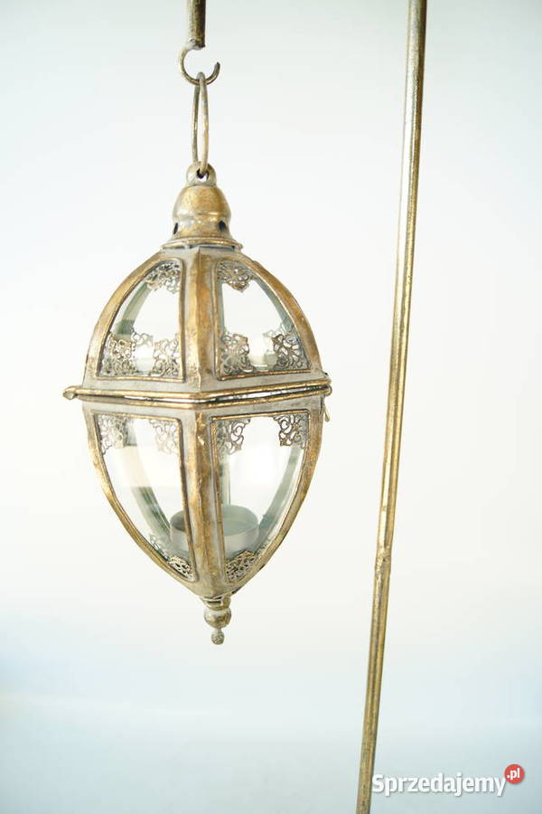 Latarnia Lampa na świece retro latarnia szkło wielkopolskie Gizałki