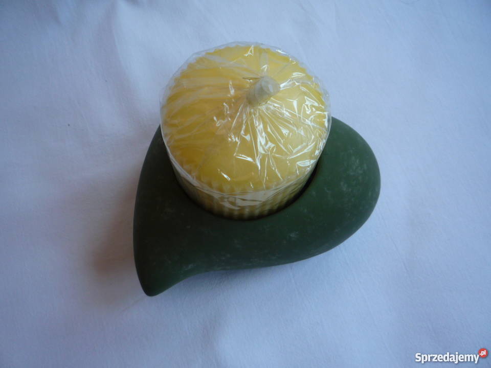 Almi Decor Nowy świecznik zielone serce ceramika Dekoracje i ozdoby Dom i Ogród Szczecin