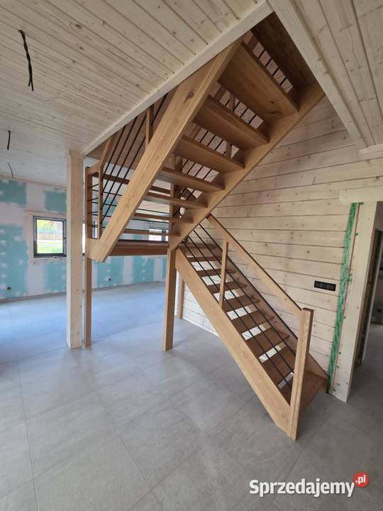 Schody drewniane na beton samonośne Schody wewnętrzne