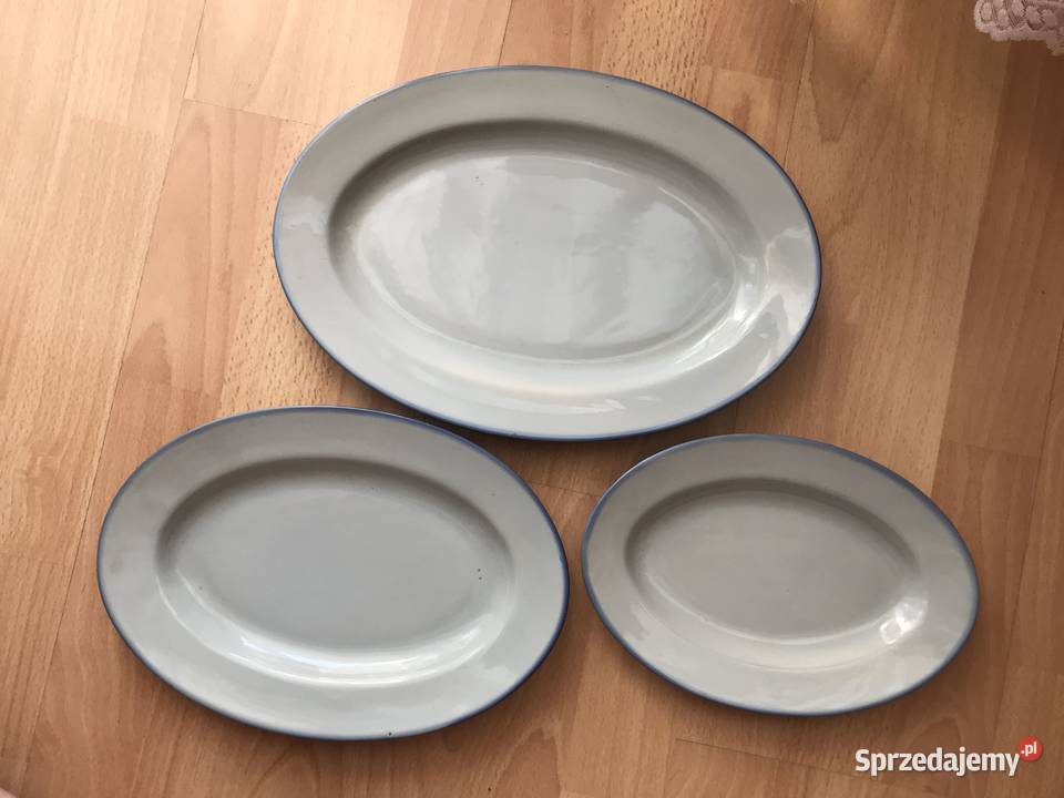 Półmiski Tułowice niebieskie lata 70 PRL 3 Łódź sprzedam