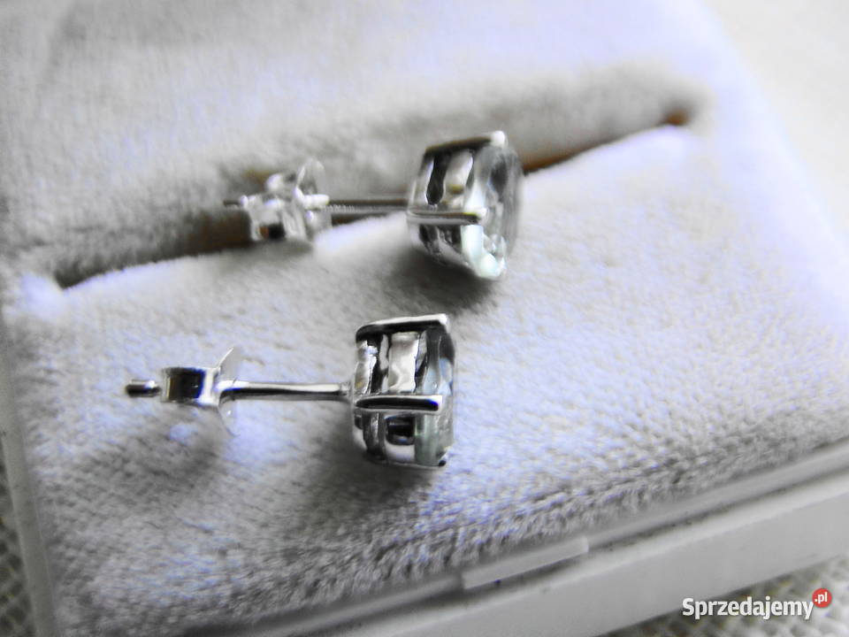 Kolczyki srebro 925 i seledynowe cyrkonie Kolczyki mazowieckie Warszawa sprzedam
