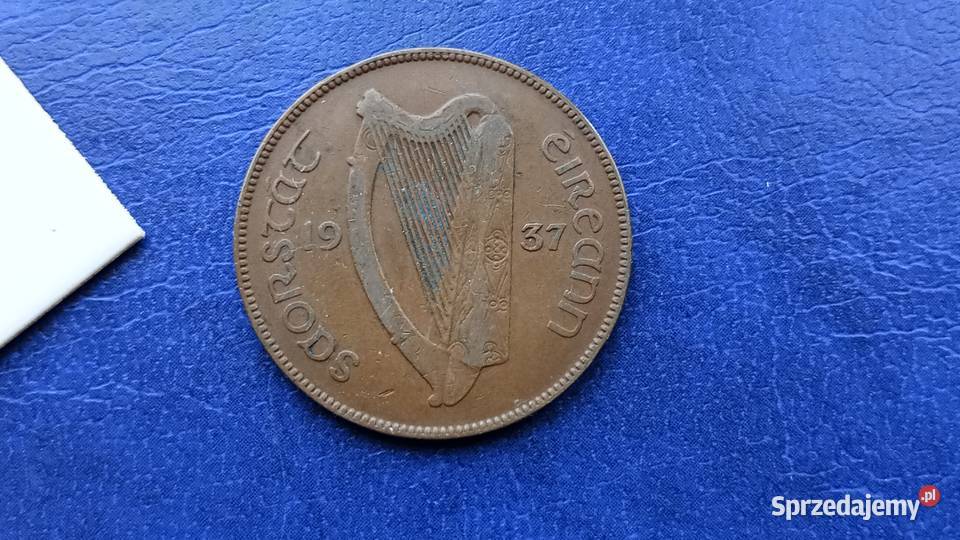 Stare monety 1 pens 1937 Irlandia Numizmatyka podkarpackie Lesko sprzedam