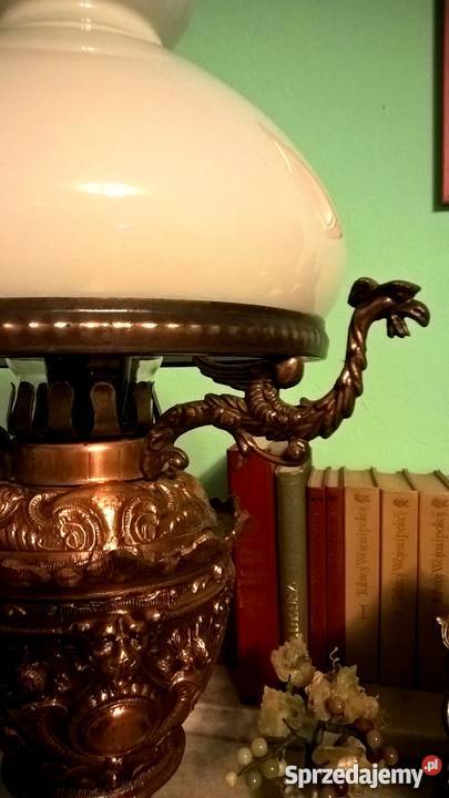 Miedziana lampa stołowa ala naftowa styl retro