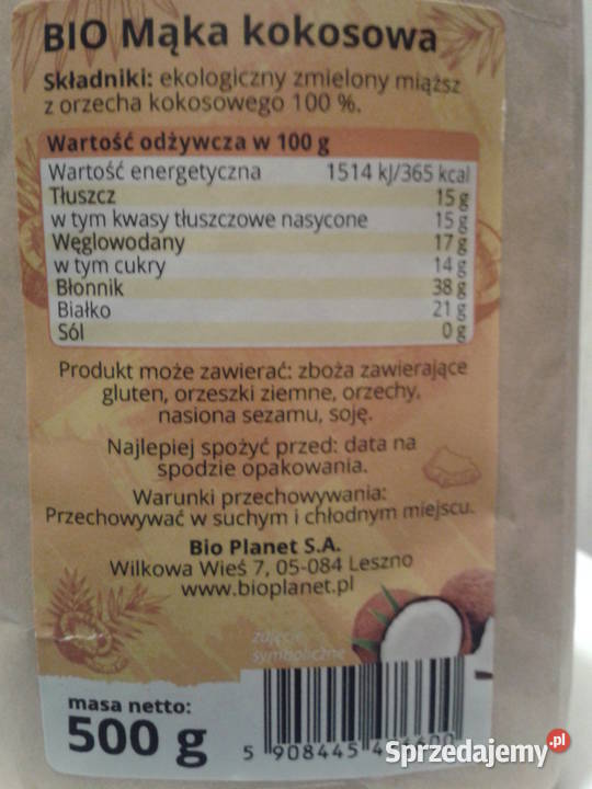 NaturaVena Ekologiczna Mąka KOKOSOWA BIO ze Sri