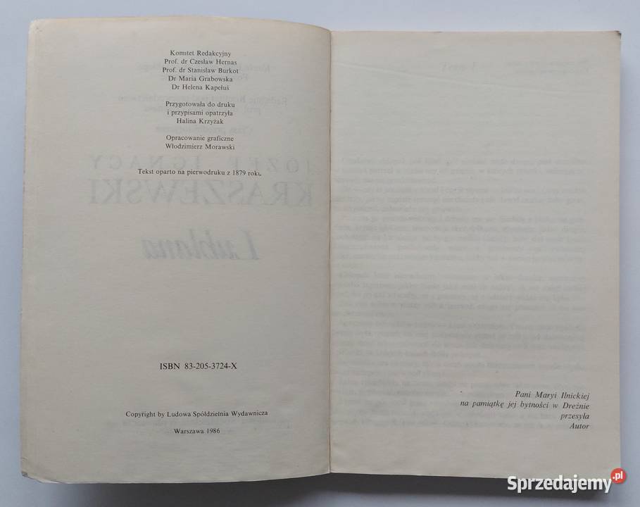Lublana Józef Ignacy Kraszewski sprzedam