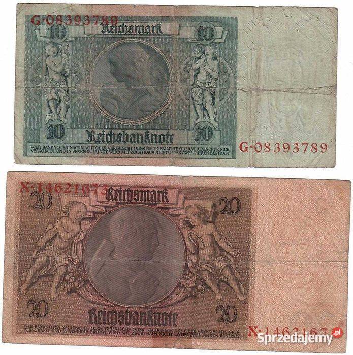2 banknoty 1929 r 10 marek i 20 marek rzadkie dolnośląskie Wrocław