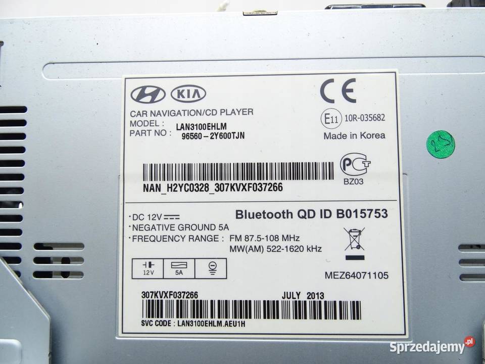 RADIO CD NAVIGACJA NAVI PANEL 965602Y600 HYUNDAI osobowe sprzedam