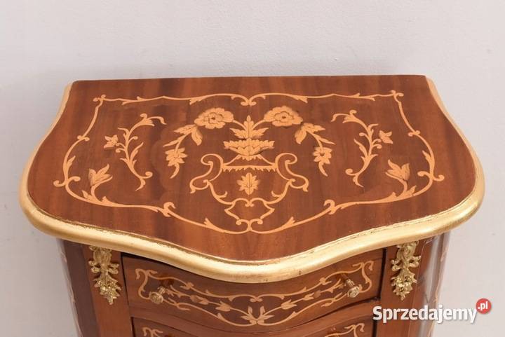 Piękna Komoda Intarsjowana Ludwik Stolik Nocny