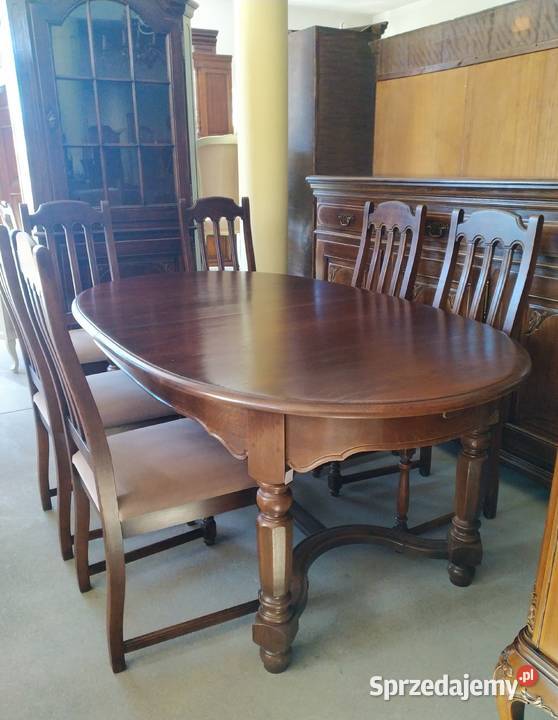 Dębowy stół rozkładany 6 krzeseł lite drewno 235 podlaskie