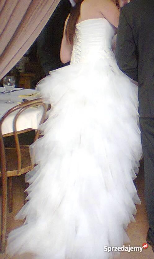 Suknia ślubna Agnes krótki przód tył model 11381 mazowieckie