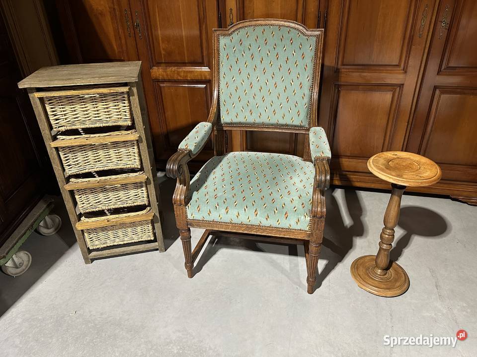 Piękny dębowy fotel w stylu Ludwika XVI Dom i Ogród Sławoszewek sprzedam