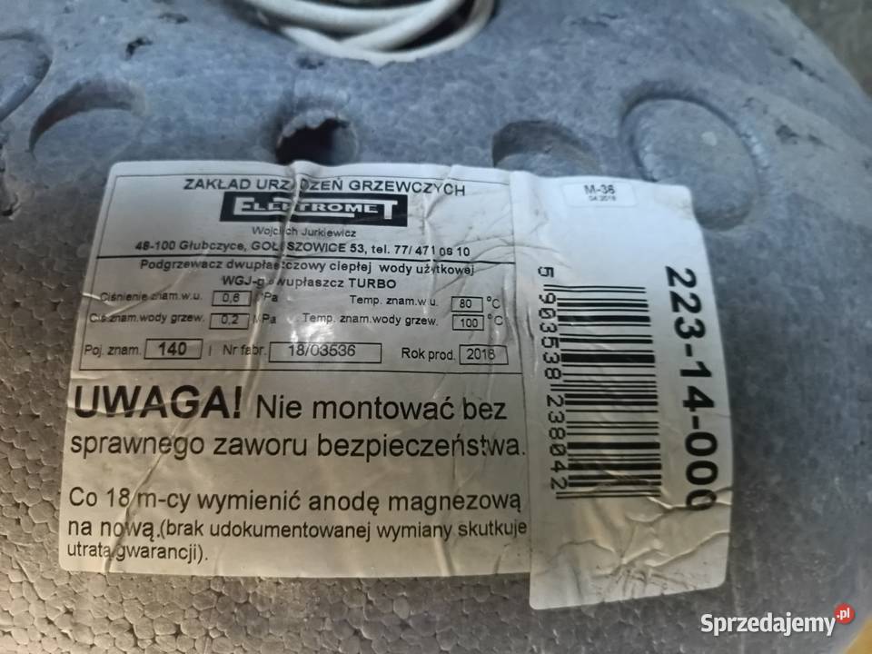 Bojler zbiornik na wodę śląskie Cięcina