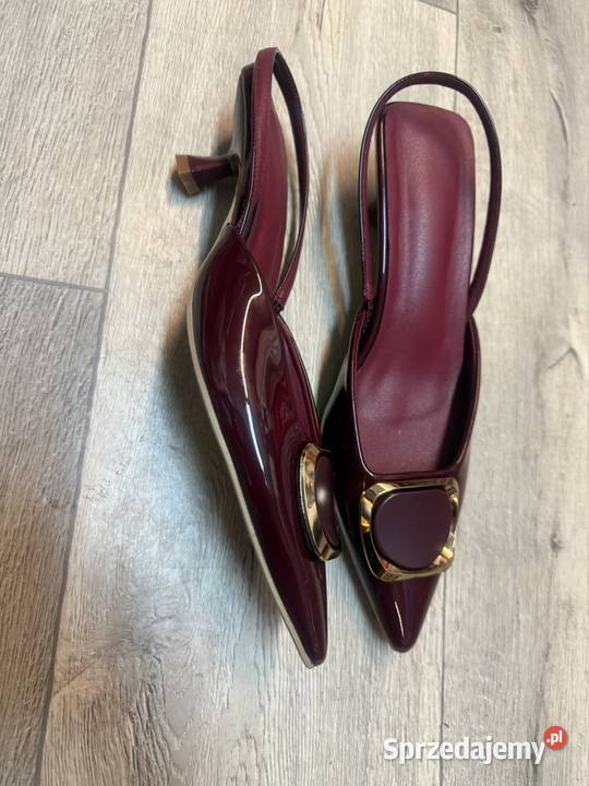 41 Bordowe czółenka wieczorowe z odkrytą Pięta sprzedam