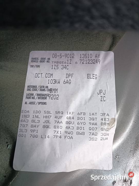 Klapa Octavia II Lift kombi kompletna w kolor Części montażowe Poniec sprzedam