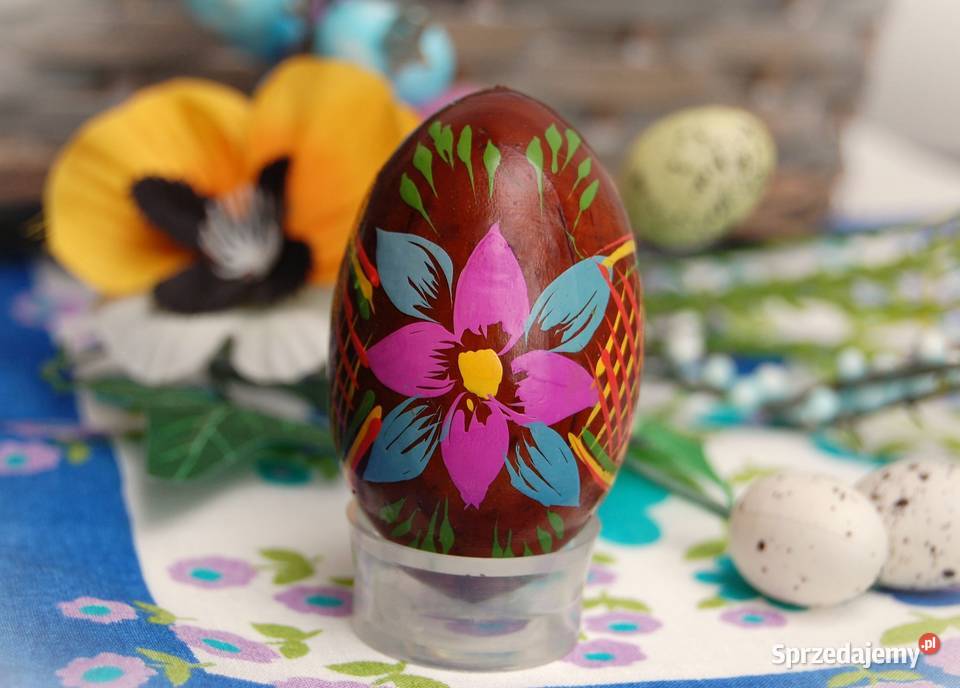 Stara pisanka drewniana ręcznie malowana 65 wielokolorowy Lublin sprzedam