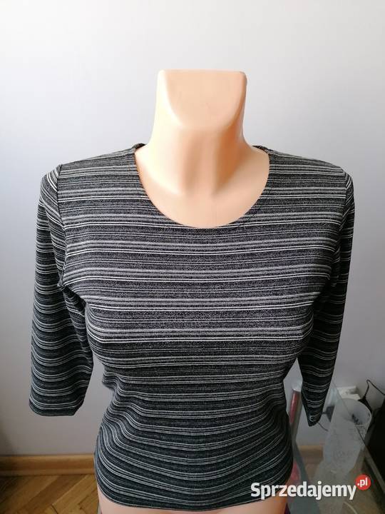 NOWA BLUZKA W PASKI ZE SREBRNĄ NITKĄ biały Łódź sprzedam
