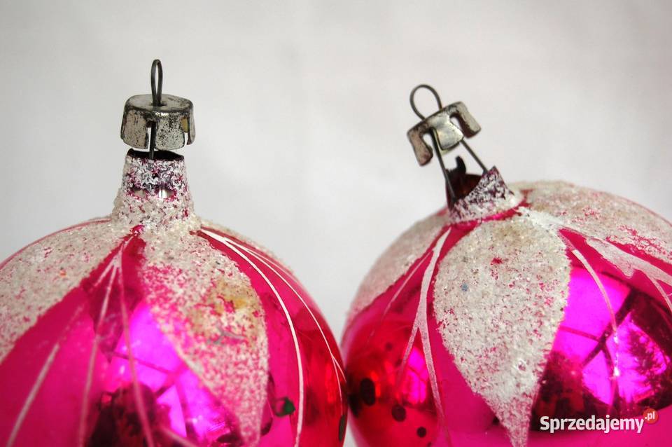 Stare bombki szklane 2 ręcznie malowane różowe Lublin