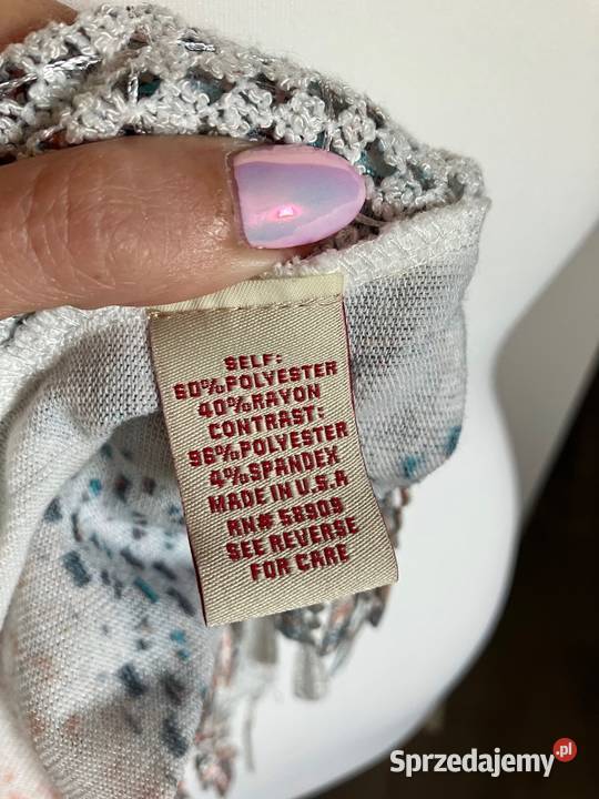 Nowa kolorowa narzutka kardigan Reba USA frędzle
