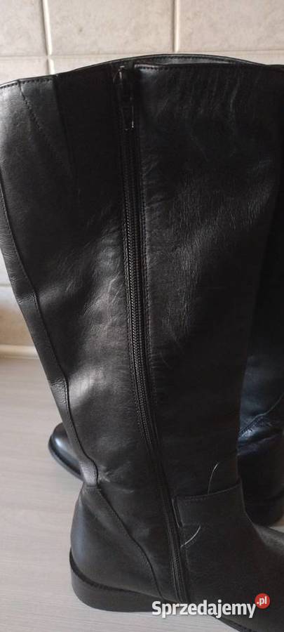 Buty czarne długie z naturalnej skóry