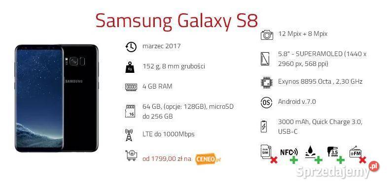 SAMSUNG GALAXY S8 128 GB PowerBank i słuchawki Samsung mazowieckie Warszawa