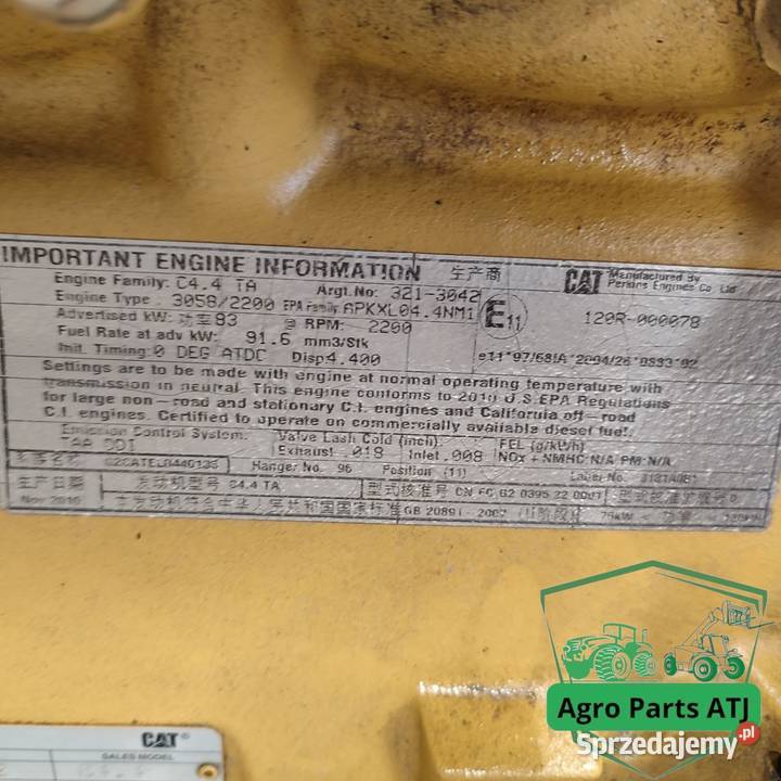Silnik C44 Caterpillar 3213042 CAT TH 337 Silnik i osprzęt Ciechanowiec sprzedam