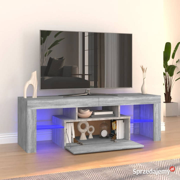 Szafka pod TV z LED szary dąb sonoma 120x35x40 RTV Warszawa