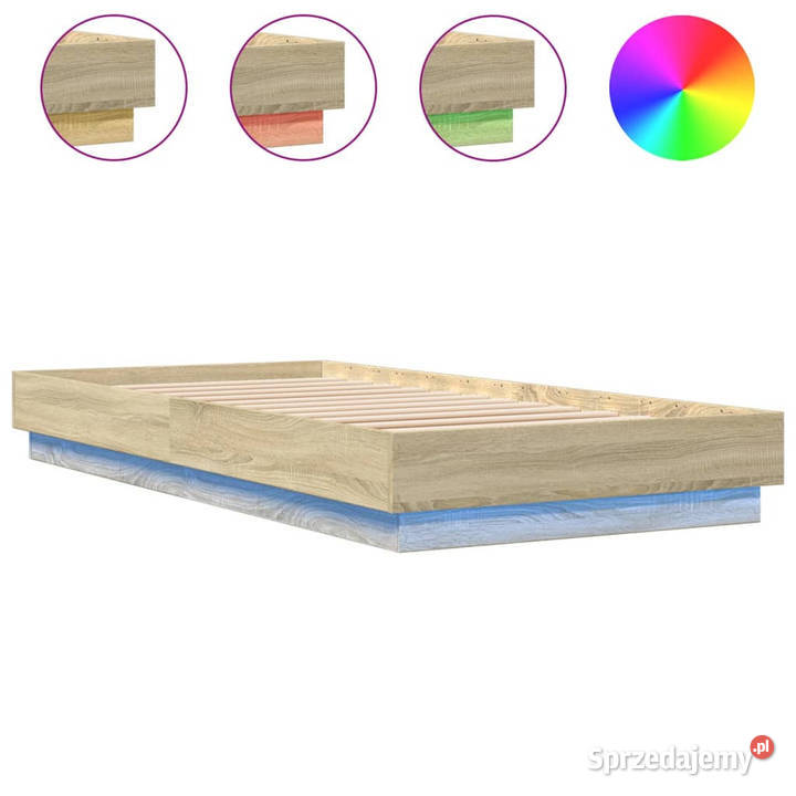 Rama łóżka z oświetleniem LED dąb sonoma 90x200 Łóżka mazowieckie Warszawa