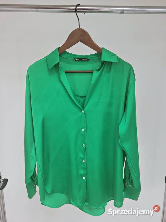 Zielona satynowa koszula Zara Liszki