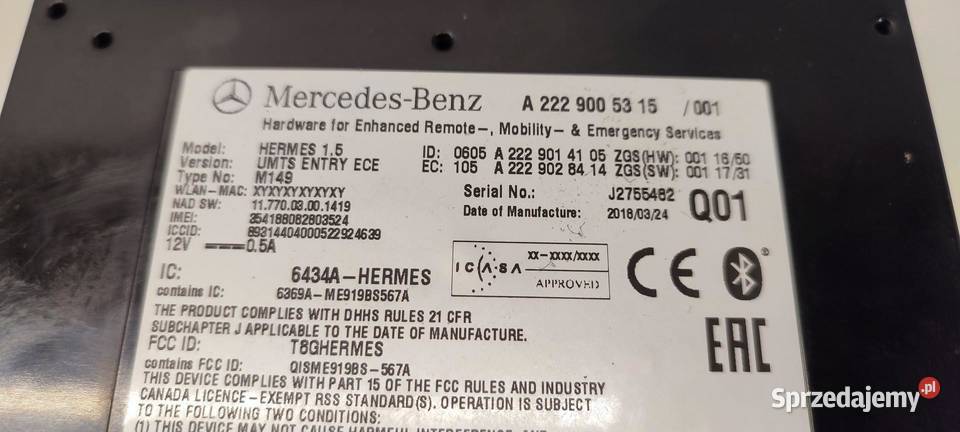 MERCEDES GLC W253 X253 MODUŁ STEROWNIK TELEMATIK Komputery