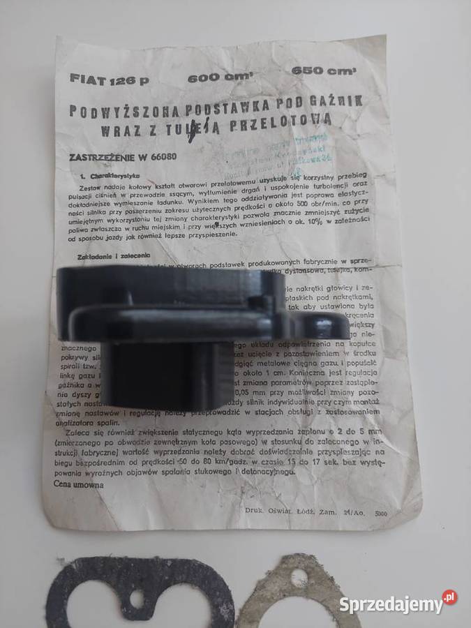 Nowa podstawa gaźnika fiat 126p Mysłowice
