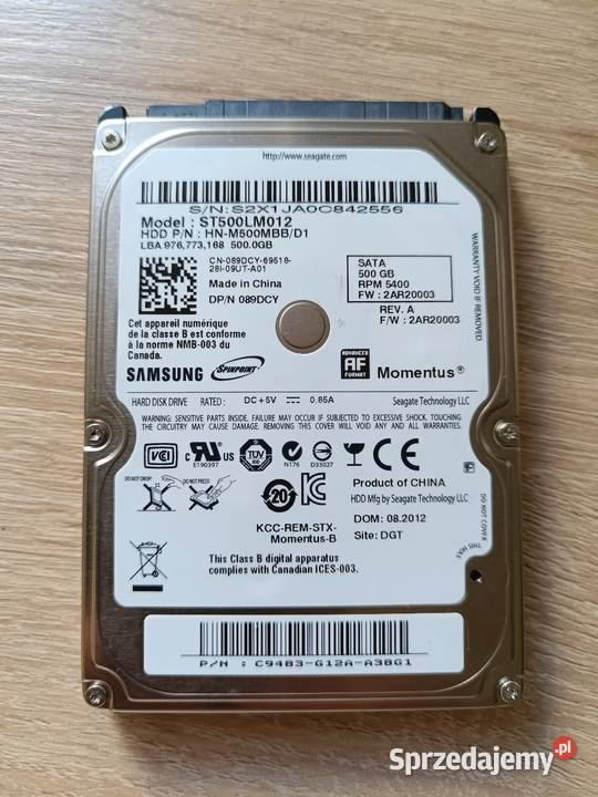 Dysk twardy HDD Samsung 500GB 25 cala 5400 Pruszków