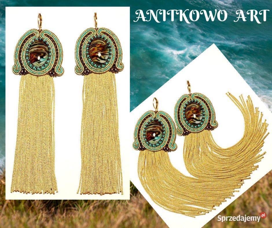 ZŁOTOMORSKIE KOLCZYKI Z FRĘDZLAMI SUTASZ Warszawa sprzedam