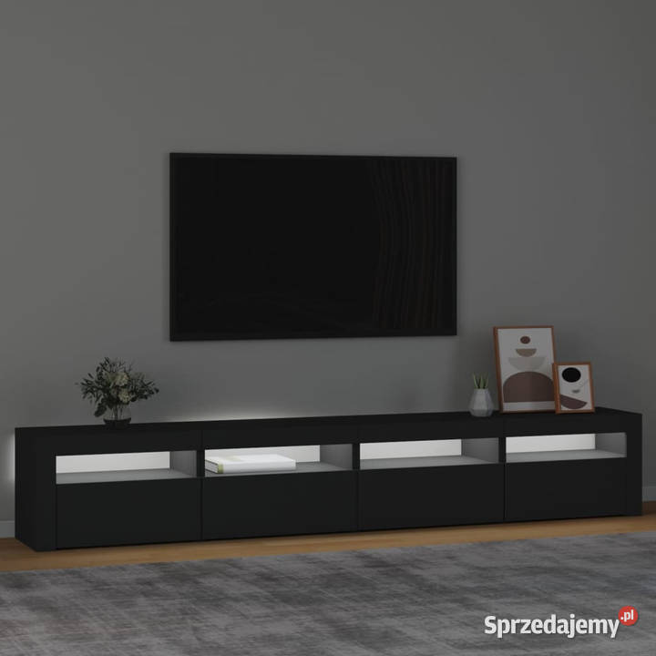 Szafka pod TV z oświetleniem LED czarna Warszawa