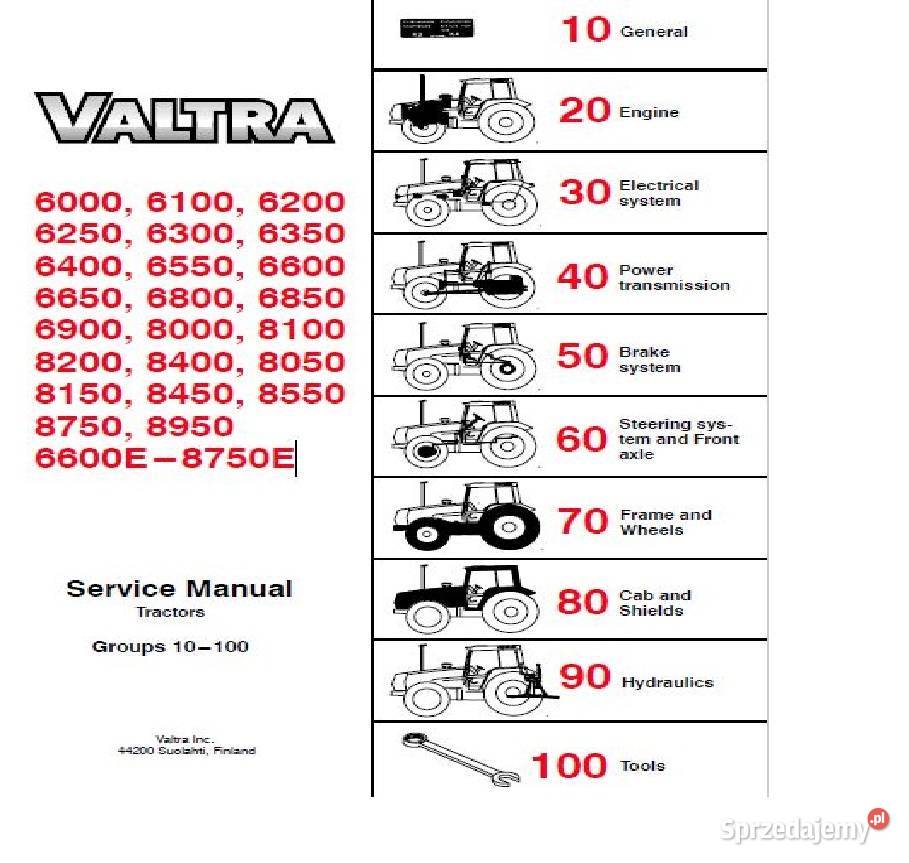 Valtra 8950 6600E 8750E instrukcja napraw świętokrzyskie Kielce
