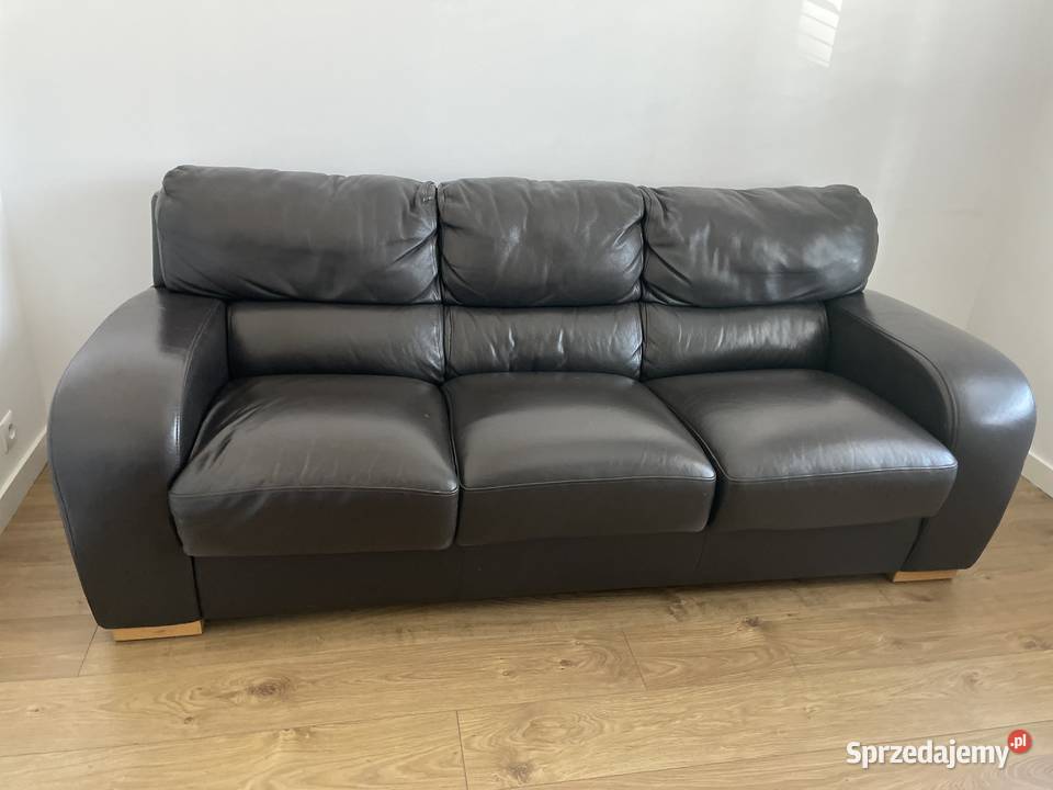 Komplet skórzany rozkładana kanapa i fotel 78cm Komplety wypoczynkowe Józefosław