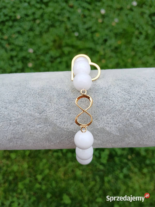 Bransoletka damska z Agatu białego serce i