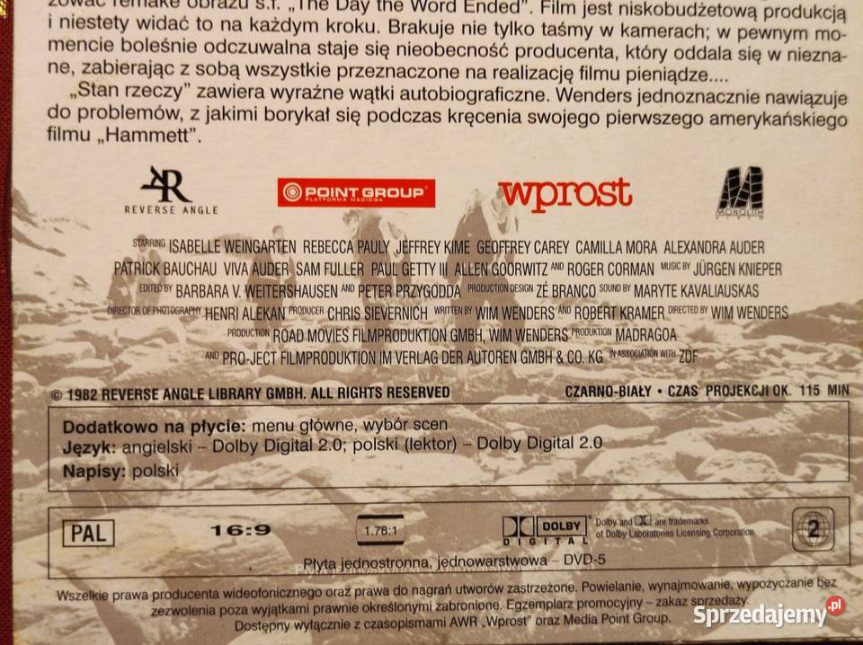 DVD film Stan rzecz Der Stand der Dinge Wim dokument sprzedam