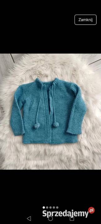 Kardigan bolerko niebieskie dziergane długie dziewczynka podkarpackie Krosno sprzedam